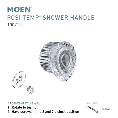Moen One-Handle Tub and Shower Replacement Knob Handle Kit, White and Chrome Knob Insert, 100710
