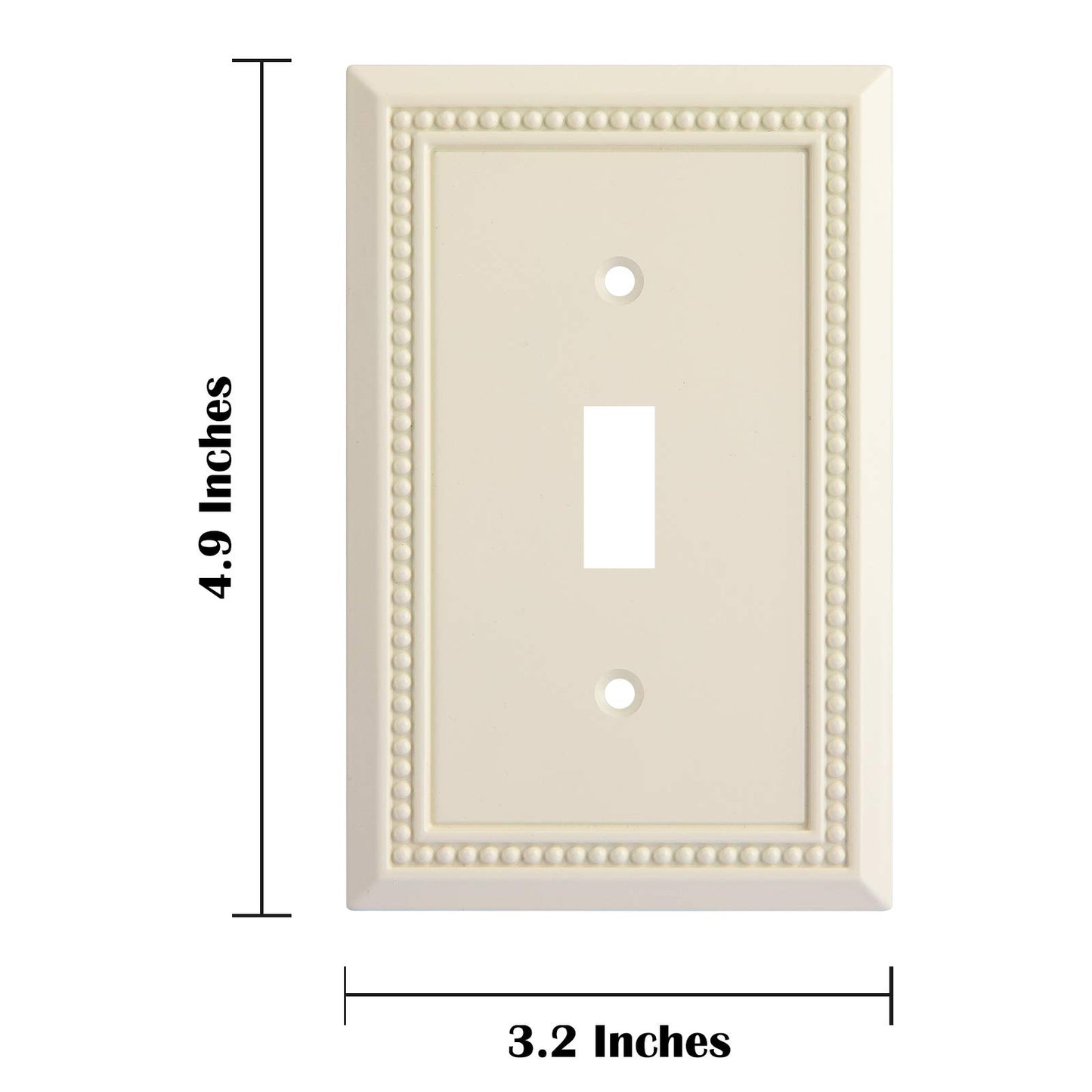 Henne Bery Sunken Pearls Heavy Duty Decorative Wall Plate Switch Plate Outlet Cover, Durable Solid Zinc Alloy (Single Toggle 2PK, Light Almond)
