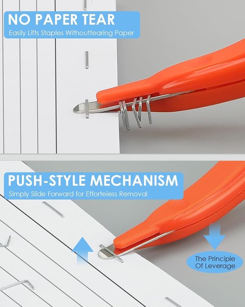 Professional Magnetic Staple Remover, 1 Pack Puller Rubberized Staples Remove Tool for School Office Home (Orange)
