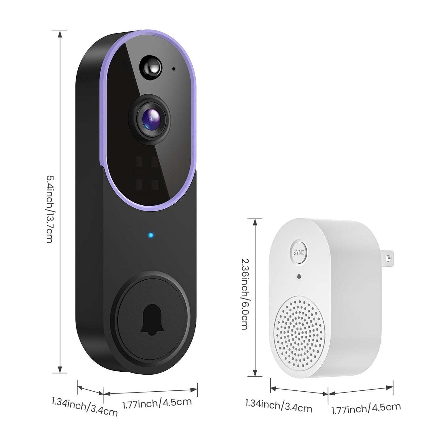 SizzChat 1080P Wireless Video Doorbell Camera, Smart AI Human Detection, Night Vision, 2-Way Audio, Battery Powered, Cloud Storage, 2.4G WiFi, Indoor Outdoor Surveillance