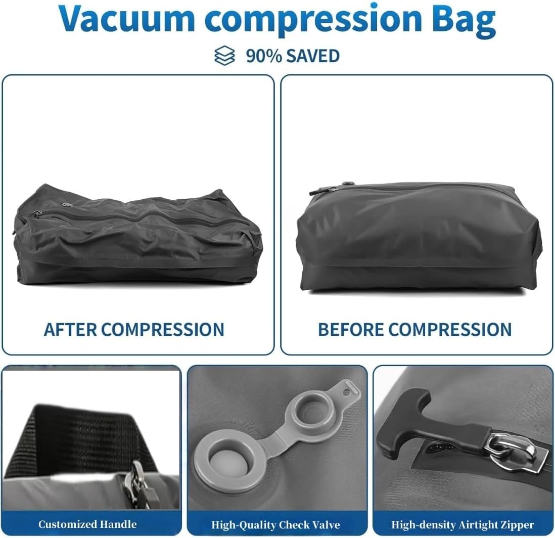 2025 Professional Vacuum Bags for Travel with Pump,with See-through Window, Space Saver Vacuum Seal Bags for Clothing Travel IP67