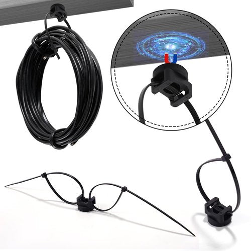 10pcs Magnetic Zip Tie Mounts, Cable Tie Holder Base with Strong Magnet Multipurpose Wire Organizer for Home Office Car Boat Electrical Wiring Cable Management