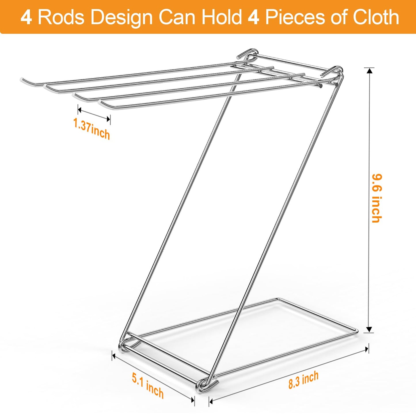 Kitchen Towel Holder Stand, 4-Arm Dish Towel Holder Countertop Towel Drying Rack for Bathroom, Free Standing Hand Towel Stand Washcloth Dish Cloth Drying Rack, Z-Shaped Folding Hanging Towel Bar Stand