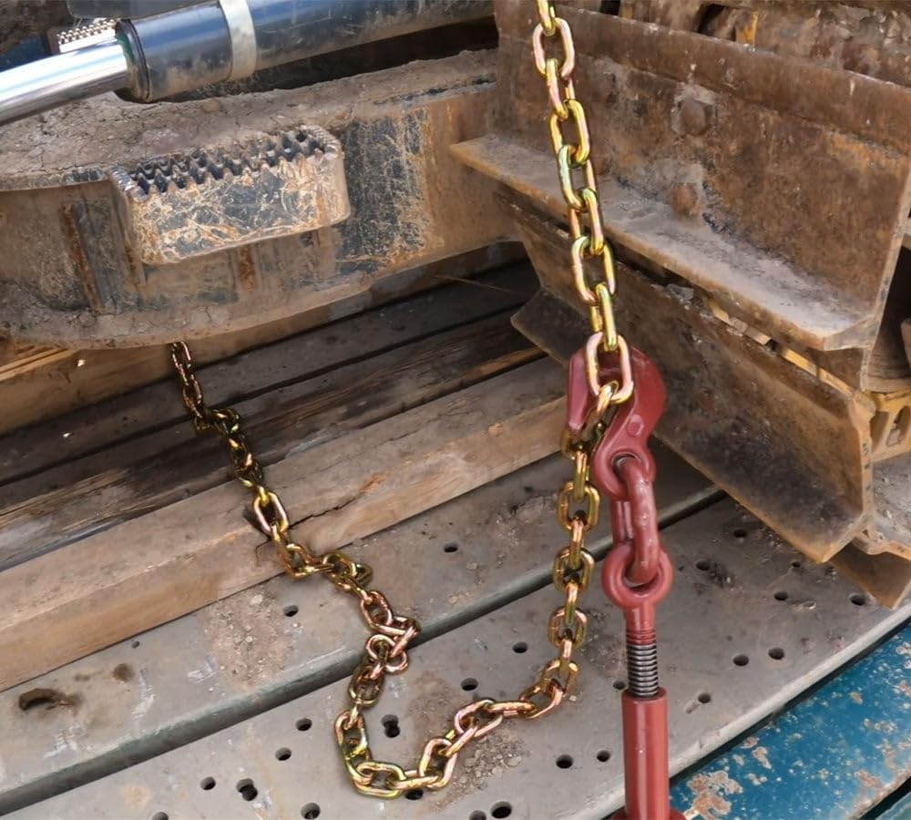 Mytee Products 3/8" Grade 70 Chain and Binder Kit | Includes (8) 3/8" - 1/2" Ratchet Load Binder & (8) 3/8" x 20' G70 Transport Chain w/Grab Hooks | 6600 lbs WLL for Flatbed Truck Trailer Tie Down
