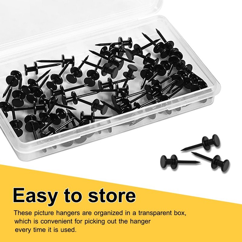 FUZANWJ 50Pcs Double Headed Picture Hanging Nails, Thumb Tacks for Wall Hanging, Picture Hangers, Renter Friendly Decor Picture Hanging Kit for Drywall or Wooden Wall Home Office Photo Decorations