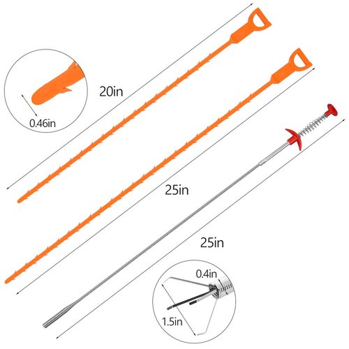 4PCS Drain Augers Hair Drain Clog Remover, Bendable Cleaner, for Kitchen Catcher, Sink, Sewer Cleaning Tool