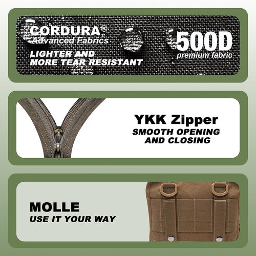 TSPRO Ultra Tactical Molle Admin Pouch Utility EDC Pouch Tool Organizer Clam-Shell Molle Pouches for Tools and Medical Suppliers Organization (Green)