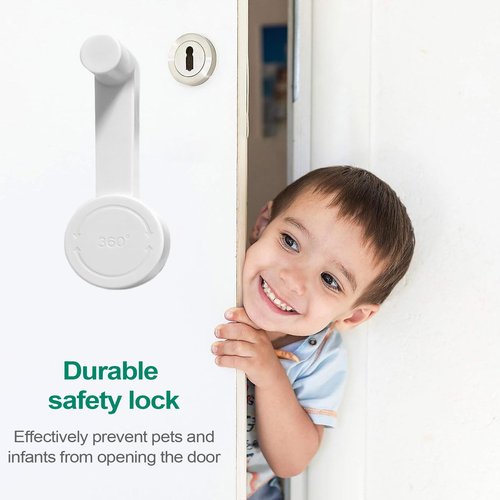 Door Handle Child Lock - Adhesive Safety Lock for Toddler and Pet Protection | Childproof Handle Stopper for Bathroom, Entry, Bedroom, Rental Property, Apartment, Or Vacation Home