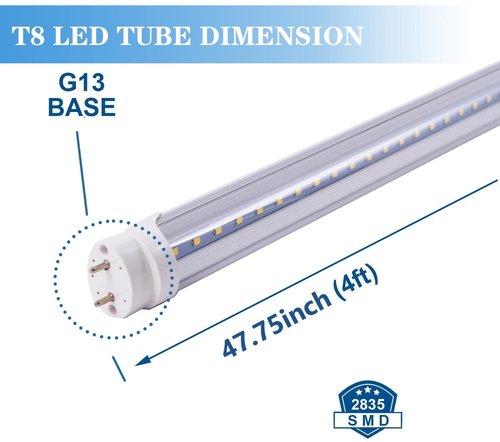 6 Pack T8 LED Emergency Tube Light, 4 Foot 20W AC100-277V White Daylight G13 Base 4ft Emergency Lamp for Home Power Failure Ballast Bypass Fluorescent Tube Light Replacement(Clear Cover, 6 Pack)