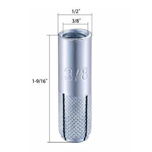Wensilon(20 pcs) 3/8"-16 Premium Zinc Plated Carbon Steel Drop in Anchors Assortment, Knurled Drop-in-Anchor for Solid Concrete, Internal Forced Expansion Screw Bolts