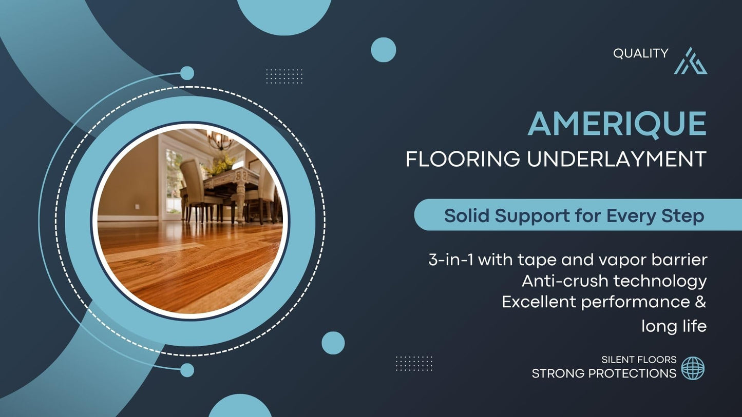 AMERIQUE 800SQFT 4TH Generation Blue 2MM Thick Flooring Underlayment Padding 3-in-1 Heavy Duty Foam with Tape & Vapor Barrier