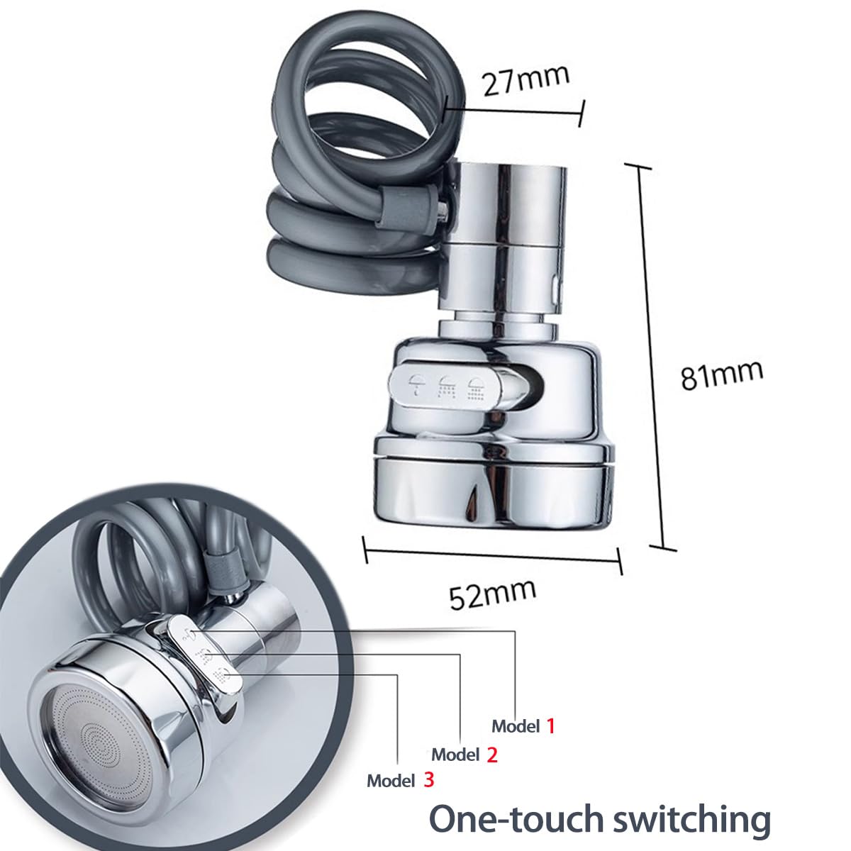 Sink Sprayer Attachment for Faucet, Kitchen Sink Sprayer, Removable Faucet Extender Aerator with Stretchable Hose, Faucet Sprayer Attachment, Kitchen Water Saving Sink Sprayer, 3 Water Outlet Modes