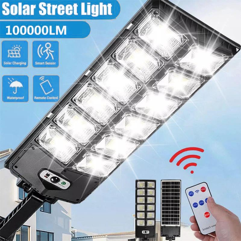 RAINPOT Sakerplus Solar Street Lights|Solar Lights Outdoor Waterproof|Security LED Flood Light with Remote Control for Garden,Yard,Parking Lot (1)