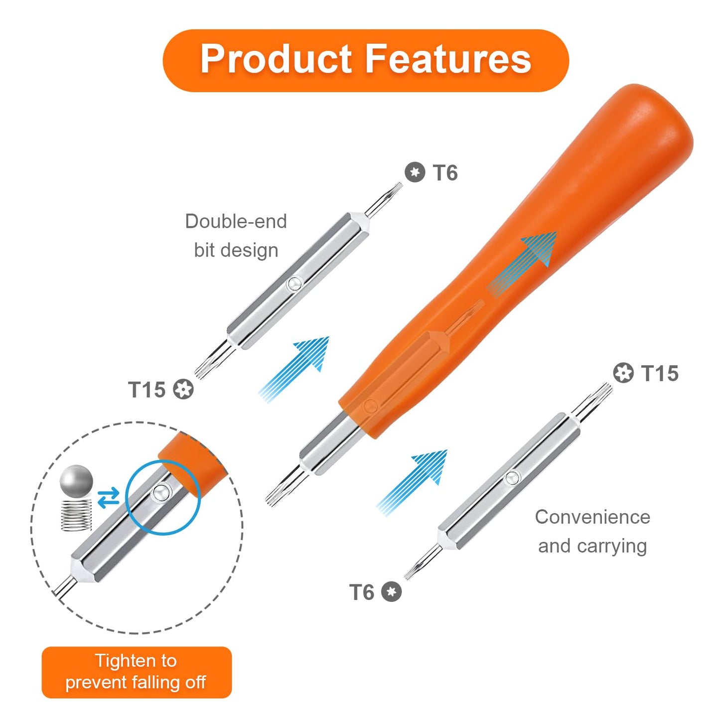 Screwdriver for Ring Doorbell Screwdriver Replacement with WiFi Password Reset and Battery Change, Fits for All Ring Video Doorbell Models (Orange), CTYUKHS