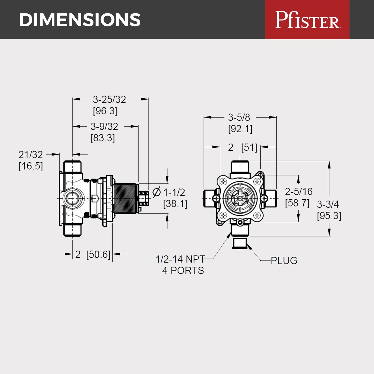 Pfister 0X8-310A PermaBalance Single Control Tub & Shower Rough-In Valve, Brass