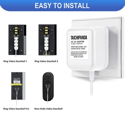 TAICHIPANDA 24 Volt Transformer, C Wire Adapter for Nest Honeywell Ecobee and Sensi Thermosta Doorbell Transformer for Nest Hello Doorbell and Any Doorbells Require 24V Power Supply