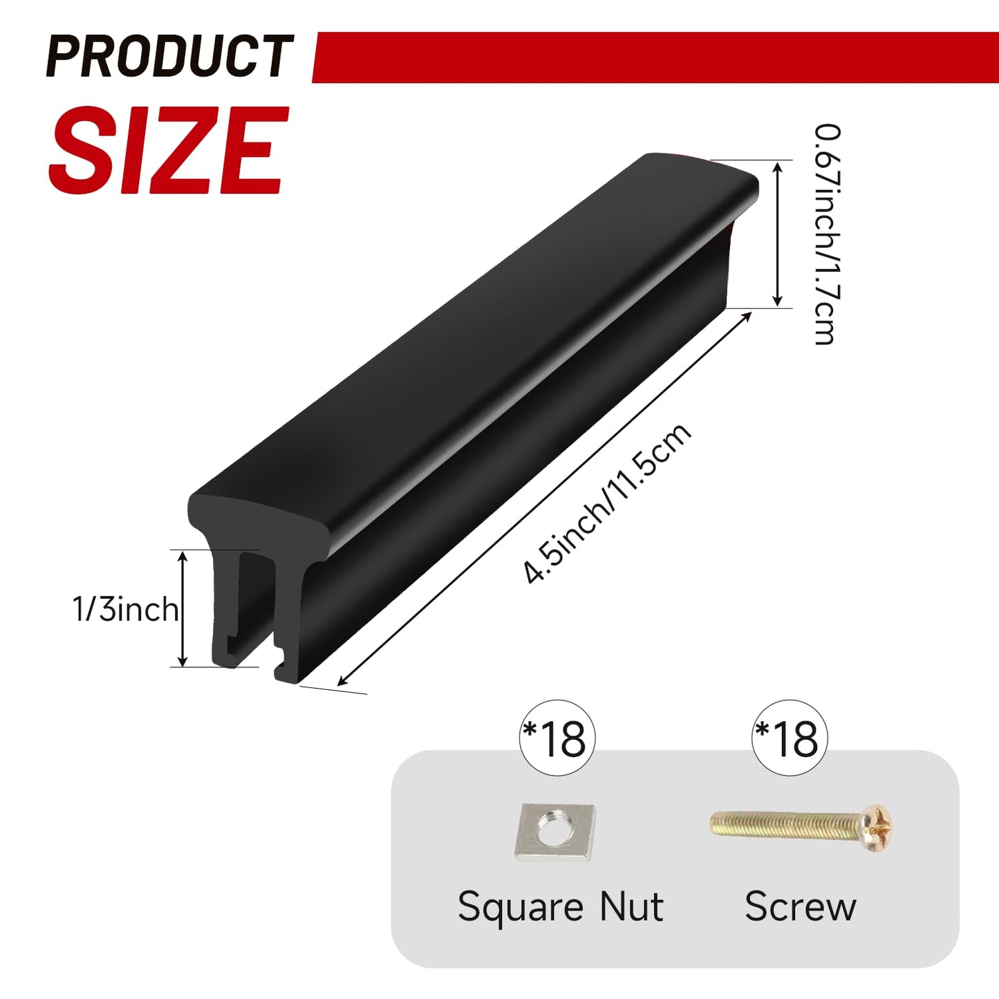 Xisakaca 10Pcs Adjustable Drawer Pulls, Cabinet Handles 1" in to 4" in Hole Centers, Kitchen Dresser Hardware for Cupboard, Doors, Furniture Black