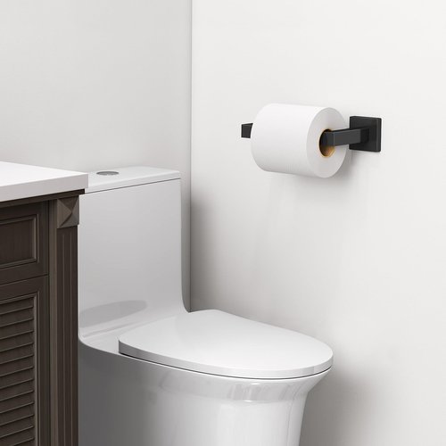 FEILERN Toilet Paper Holder Matte Black Wall Mounted Post Pivoting Square Tissue Holders Roll Holder Hangers for Bathroom Commercial Toilet Paper Dispenser