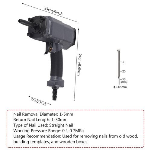Pneumatic Nail Remover Siding Removal Tool Powerful Heavy Duty Air Powered Denailer Tool for Wood Recycling Disassembly Demolition NP-50 0.4-0.7MPa