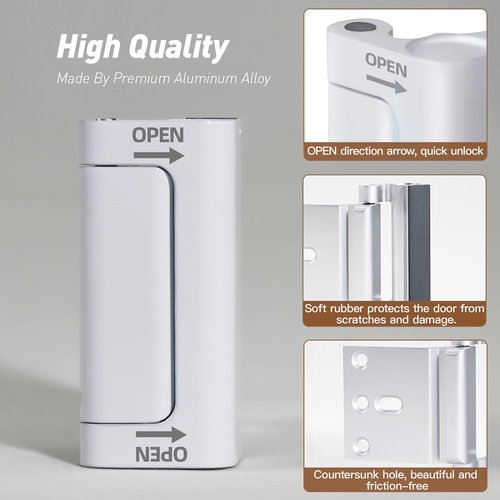 Home Security Door Reinforcement Lock, 3-Pack Upgraded White Front Door Locks for Kids Safety Withstand 800 lbs, Toddler Child Proof Door Lock, Extra Door Lock from Inside Prevent Unauthorized Entry
