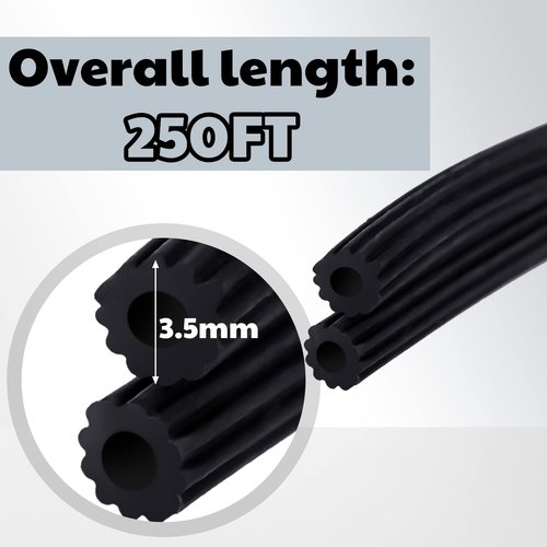 Frienda 250 ft Screen Spline, Replacement Black Window Screen Retainer Spline, Hollow Serrated Door and Window Mesh Shielding Holder for Mosquito Net Fixing, Rubber, Round(0.14 Inch)