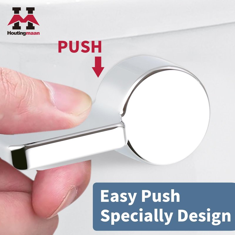 Houtingmaan Toilet Handle Replacement Kit,Toilet Handle Lever for Most Front Mount Toilets, Universal Brass Toliet Flush Handle Lever with Stainless Steel Flapper Chain,Chrome