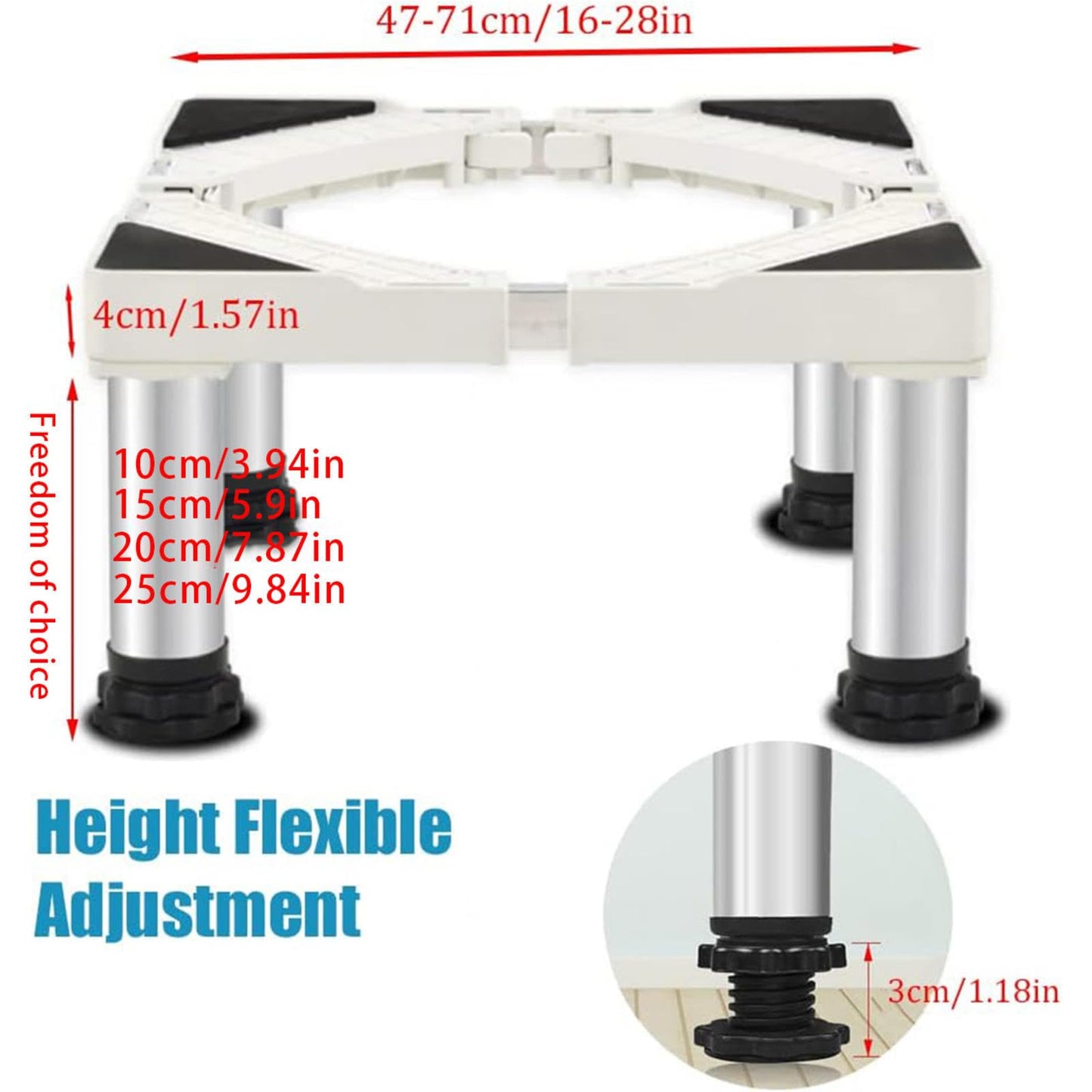 Washer Stands Pedestal 28 Wide Universal Load 880LB/400KG Base Stand for Washer Refrigerator Washing Machine Dryer Increase 3.9-9.8inch Height,Grey8Foot-15cm
