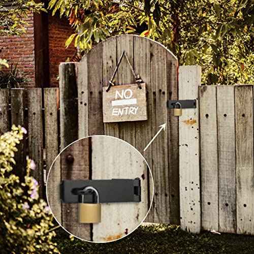7-1/2" Heavy Duty Door Lock Hasp Latch, 1/8" Thicker Iron Gate Hasp Latches Safety Packlock Clasp Locking with Lengthen Screws for Outdoor Doors, Gates, Shed, Drawers, Cabinets, Black