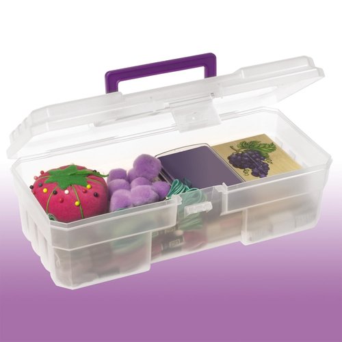Akro-Mils 12-Inch ProBox Plastic Art Supply, Hobby or Craft Storage Toolbox, Model 09912CLPUR, (12-Inch x 5-1/2-Inch x 4-Inch), Clear