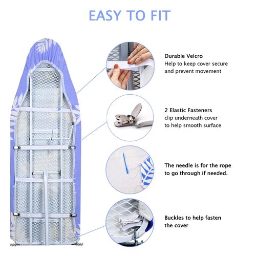 SheeChung 14x42 Inch Over-The-Door Ironing Board Replacement Pad/Cover,100% Cotton Iron Board Cover and Heavy-Duty Extra Thick Pad,Resists Scorching and Staining,Snug fit Ironing Board Cover