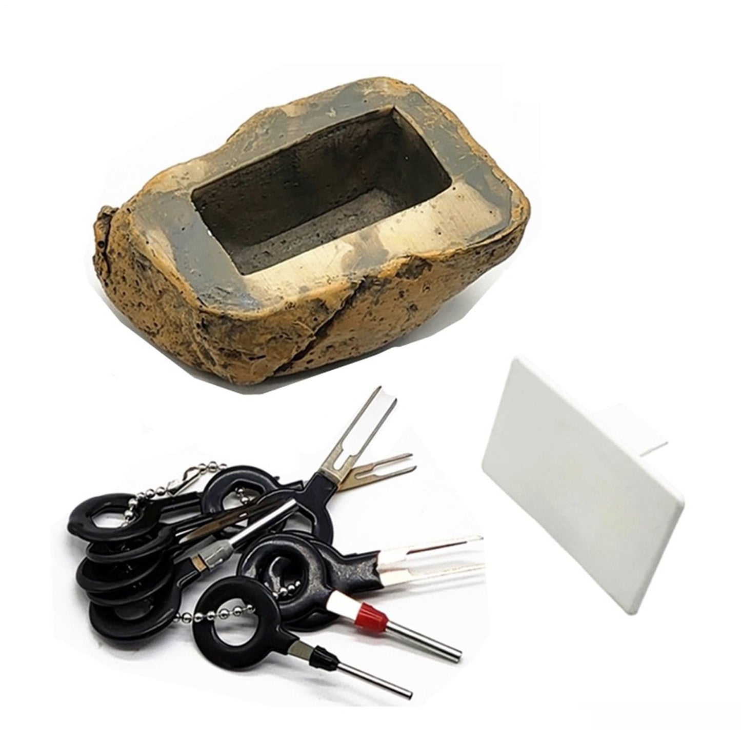 Hide A Key Rock - Waterproof Secret Outdoor Key Holder Safe Box, Resin Waterproof Dustproof Lock Simulated Hider for Outside Yard Friends Relatives