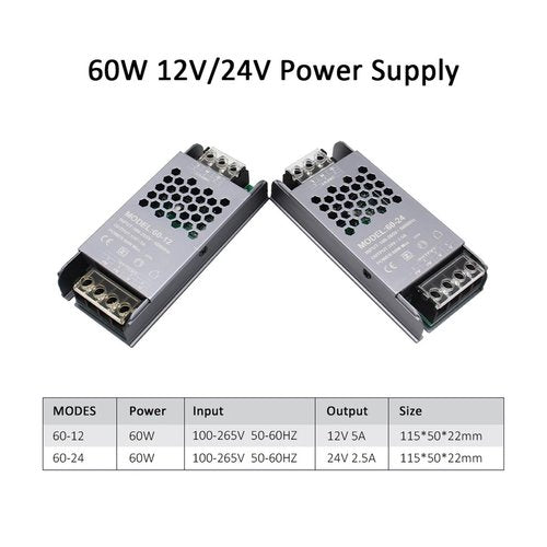 Compatible with MJJC Power Supply Unit 12V 24V 60W 100W 200W 300W 400W 110V 220V 230V AC to 12 24 Volt DC LED Strip Driver Lighting Transformer(DC 12V,100W)