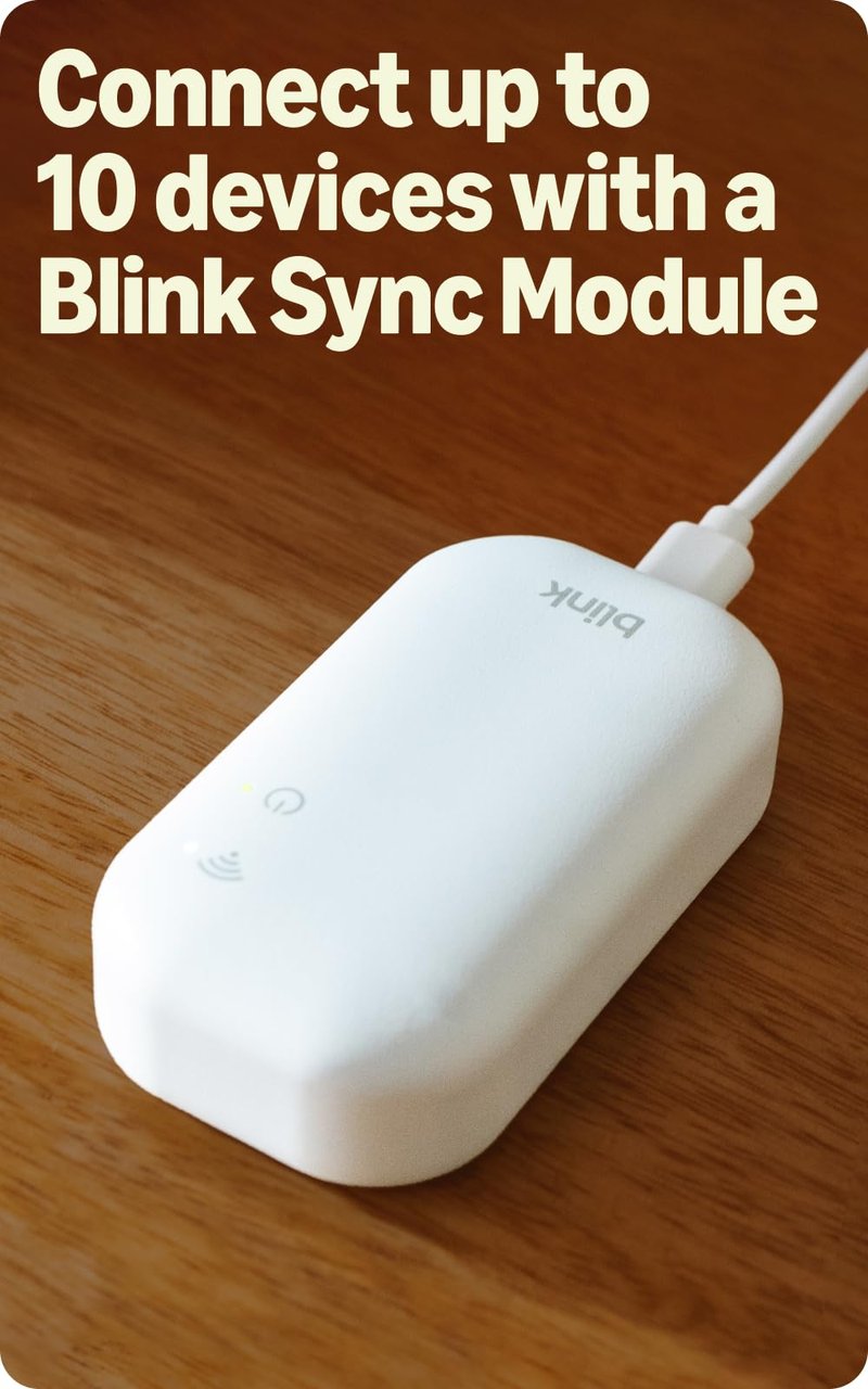 Blink Outdoor 2K+ (newest model) with 1-Year Plus plan — 2K video resolution, Color Vision in low light, and noise cancellation. Sync Module included — 5 camera system (Black)