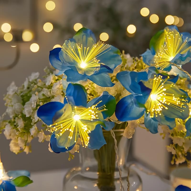 78Inches,Fiber Optic Flower String, LED Flower Garland Lights Fairy Lights for Room Table Wedding Christmas(Purple Flowers)