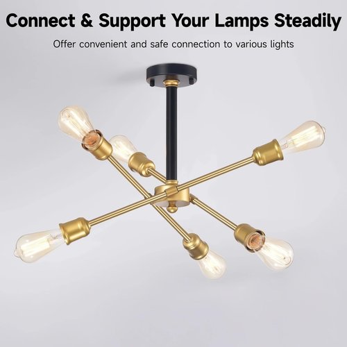 Lnrueg Brass Color M10 Threaded Extension Rod, 10 PCS 12 Inches Threaded Extension Rod for Pendant Light, Island Lighting, Chandeliers, Lighting Fixture Rods Stems (Brass Color)
