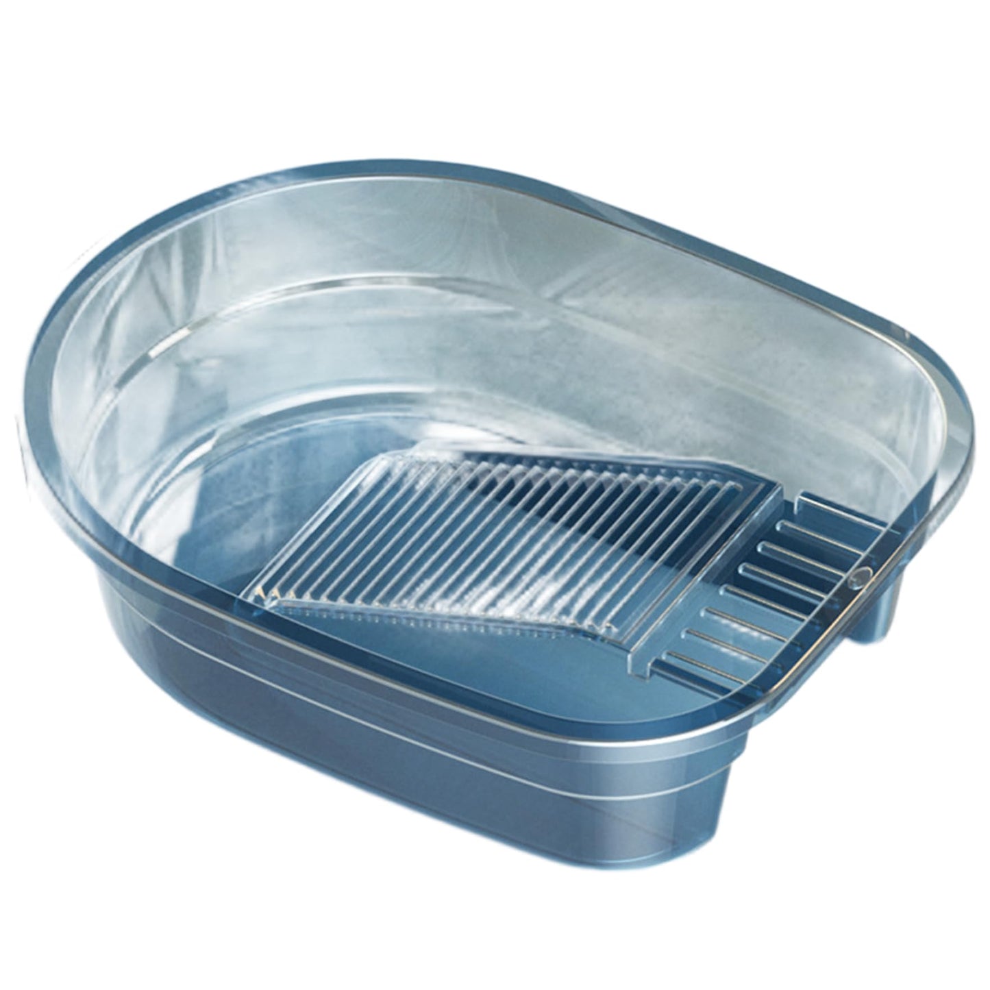 Washboard Basin 17x13x5 Inch Integrated Washboard with Non-Slip Pad Heavy Duty PET Wash Board for Hand Washing Clothes, Transparent Blue, Wash Board