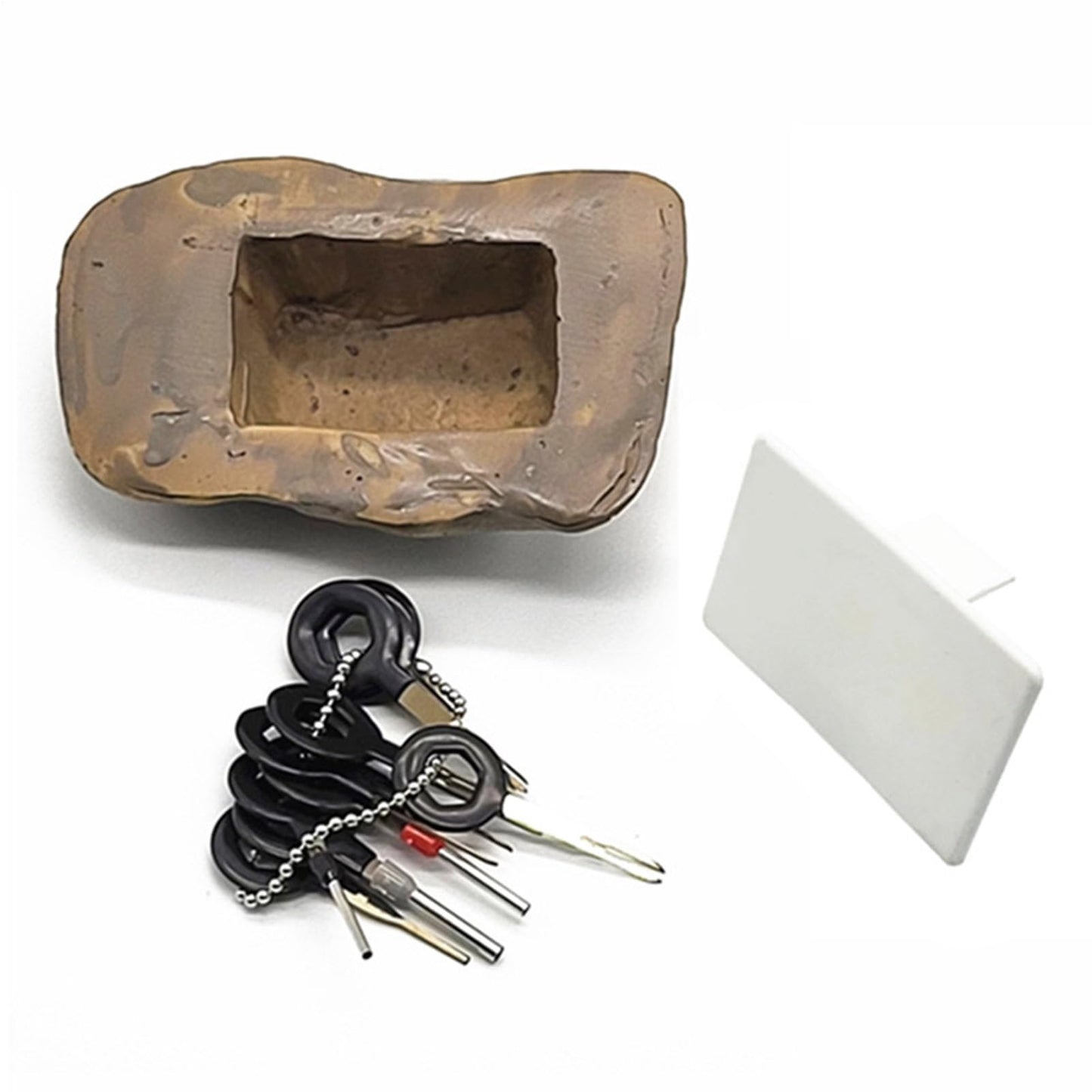 Hide A Key Rock - Waterproof Secret Outdoor Key Holder Safe Box, Resin Waterproof Dustproof Lock Simulated Hider for Outside Yard Friends Relatives