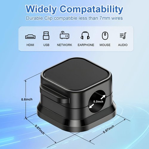 18 Pack Cord Organizer Holder,Magnetic Cable Clips Management,Easy Strong Adhesive Phone USB Charger Cord,Hide Or Organize Desk Cable for Kitchen,Office,Car,Nightstand(Black)