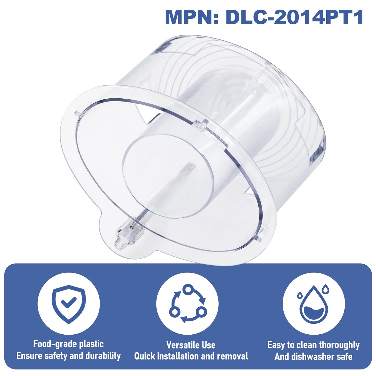 14-cup Large Pusher DLC-2014PT1 and Small Pusher DLC-2014SPT1-1, Compatible 4 Locking Tabs DLC-005AGTXT1 Bowl and DFP-14NWBCT1X Cover, Cuisinart Food Processor Parts Replacement Fits DFP-14 DLC-2014,