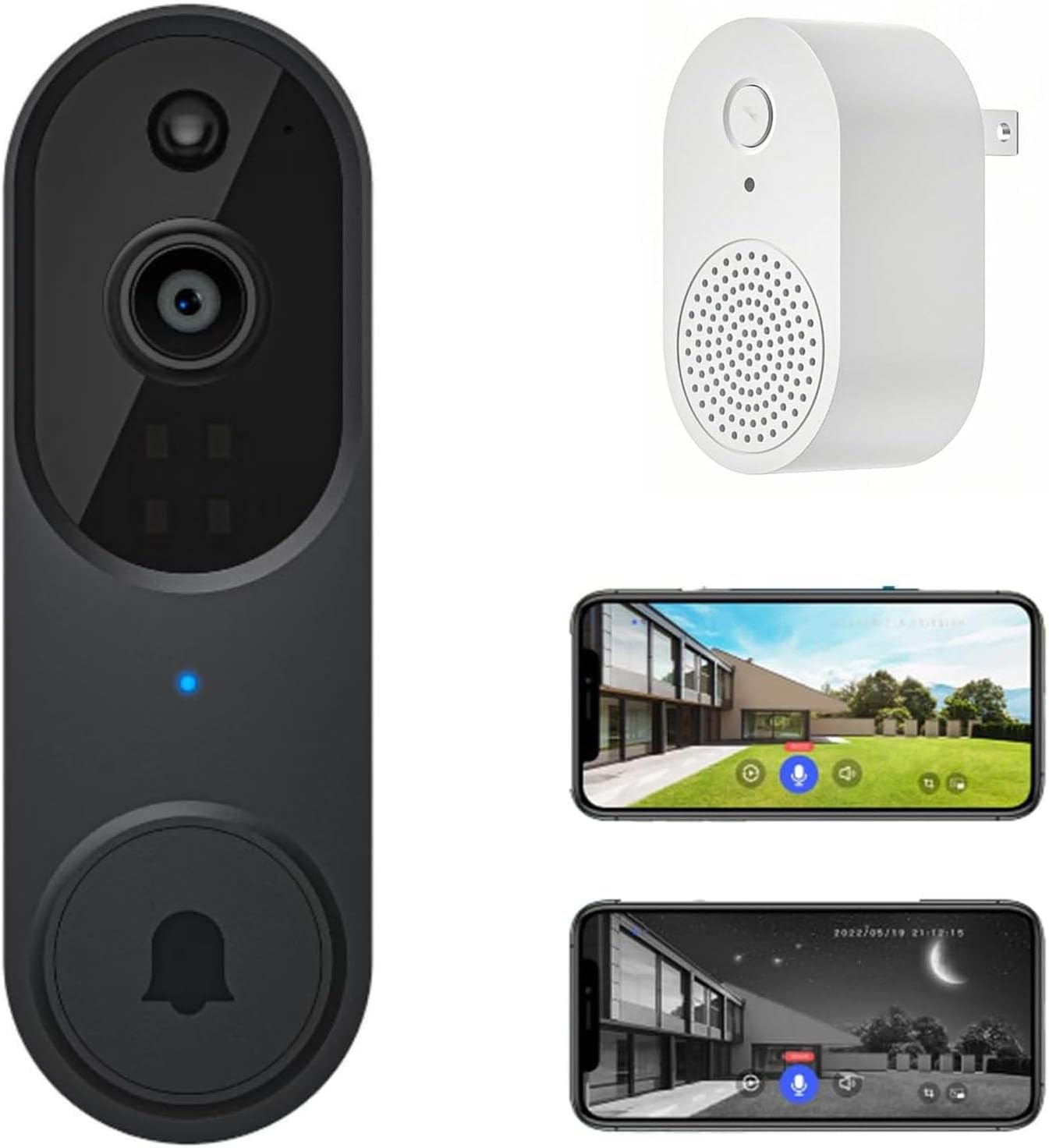 Safe Doorbell, Safe Doorbell Camera Wireless, Safedoorbell, Smarter Way to Protect Your Home, Wireless Wi-Fi Video Doorbell, 1080p SmartWireless Video Doorbell Camera Chime(M50 Black)
