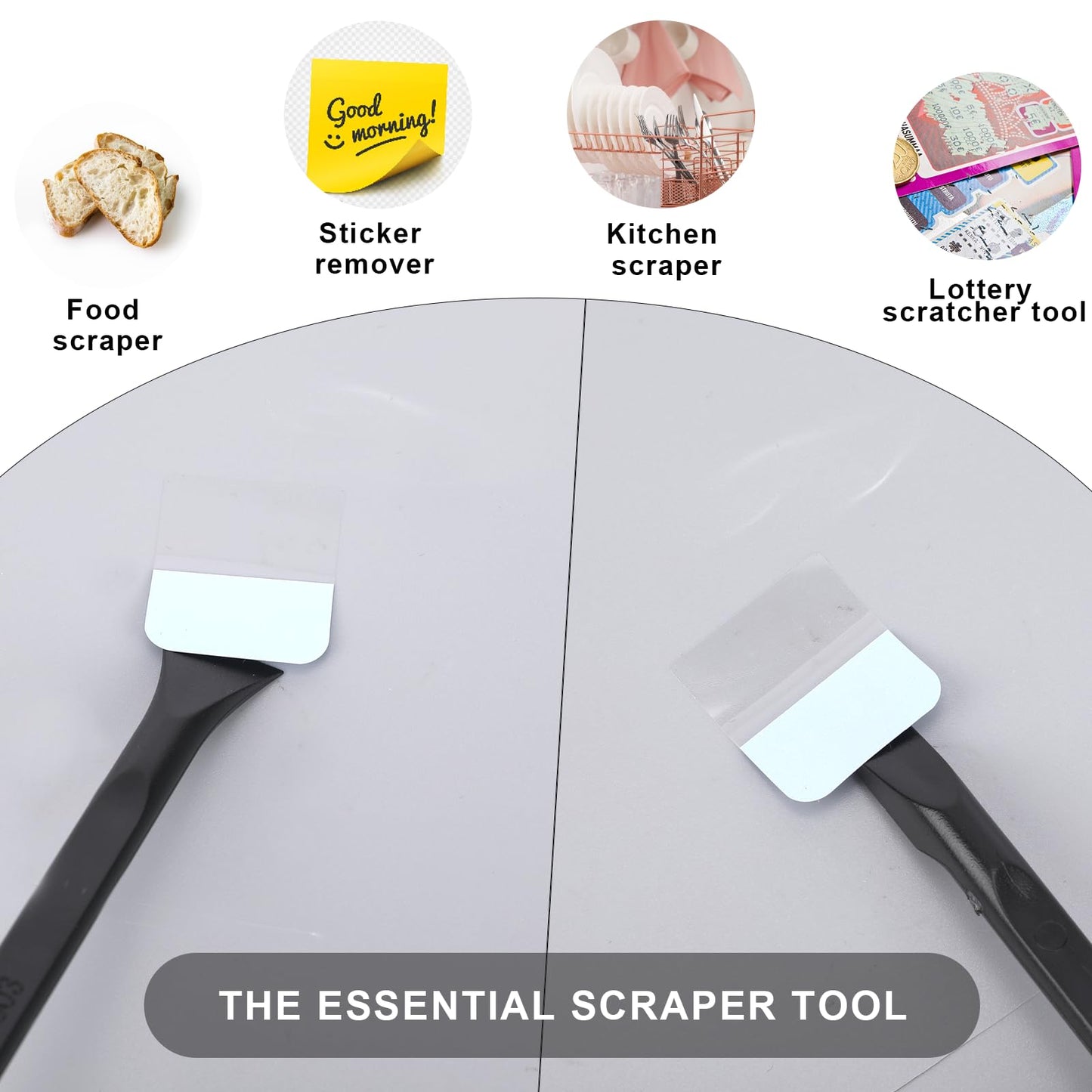 Plastic Scraper, 6 Pcs Multipurpose Crevice Cleaning Tool Non-Scratch Scraper for Cleaning Tight Spaces Pen-shaped Car Detailing Tools for Removing Stickers, Labels, Oil Stains, Food, Dirt (Black)