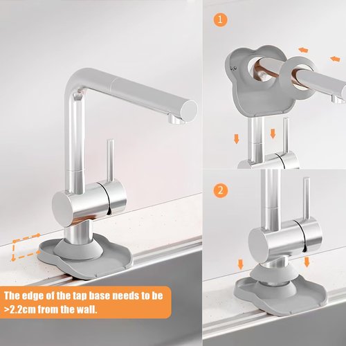 Silicone Faucet Mat for Kitchen Tap Compact Sink Splash Guard Protectors Behind Draining,Grey 2PCS