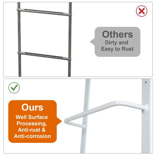 KodMtiz 3-Rung Fire Escape Ladder, 34.25" x 17.91"(LxW) Basement Egress, Heavy Duty Metal Ladder for Fire Emergency Home Safety, (3-Rung, Gray)