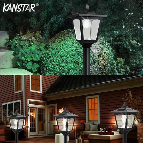 67" Solar Lamp Post Lights Outdoor, Waterproof LED Yard Lights with Auto On/Off, Dusk to Dawn Sensor, Adjustable Height, for Lawn, Walkway, Driveway, Garden, Patio Decoration