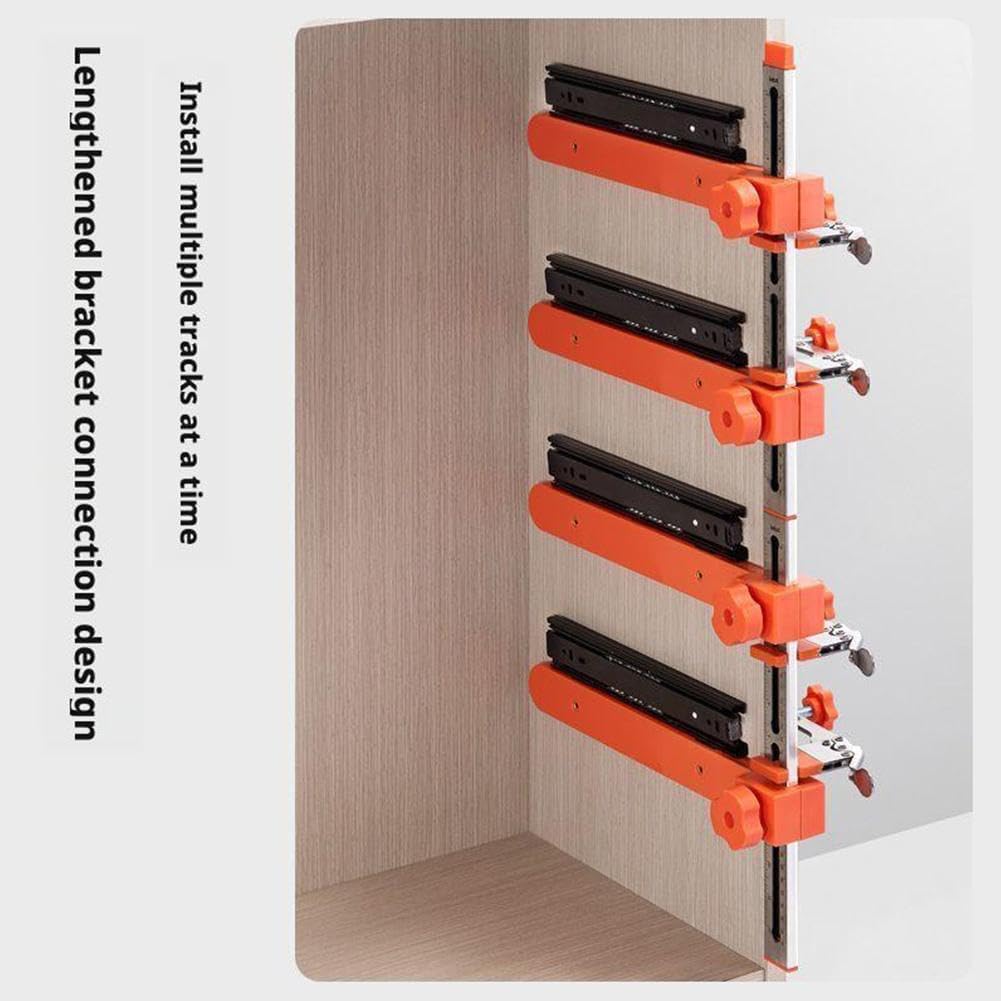 Drawer Slide Jig with Toggle Clamp & Magnetic Arm, Precision Cabinet Drawer Jig Tool with Laser-Engraved Dual-Scale Mark for Mounting Drawer Slide, for DIY & Pro Fast & Accurate Installation