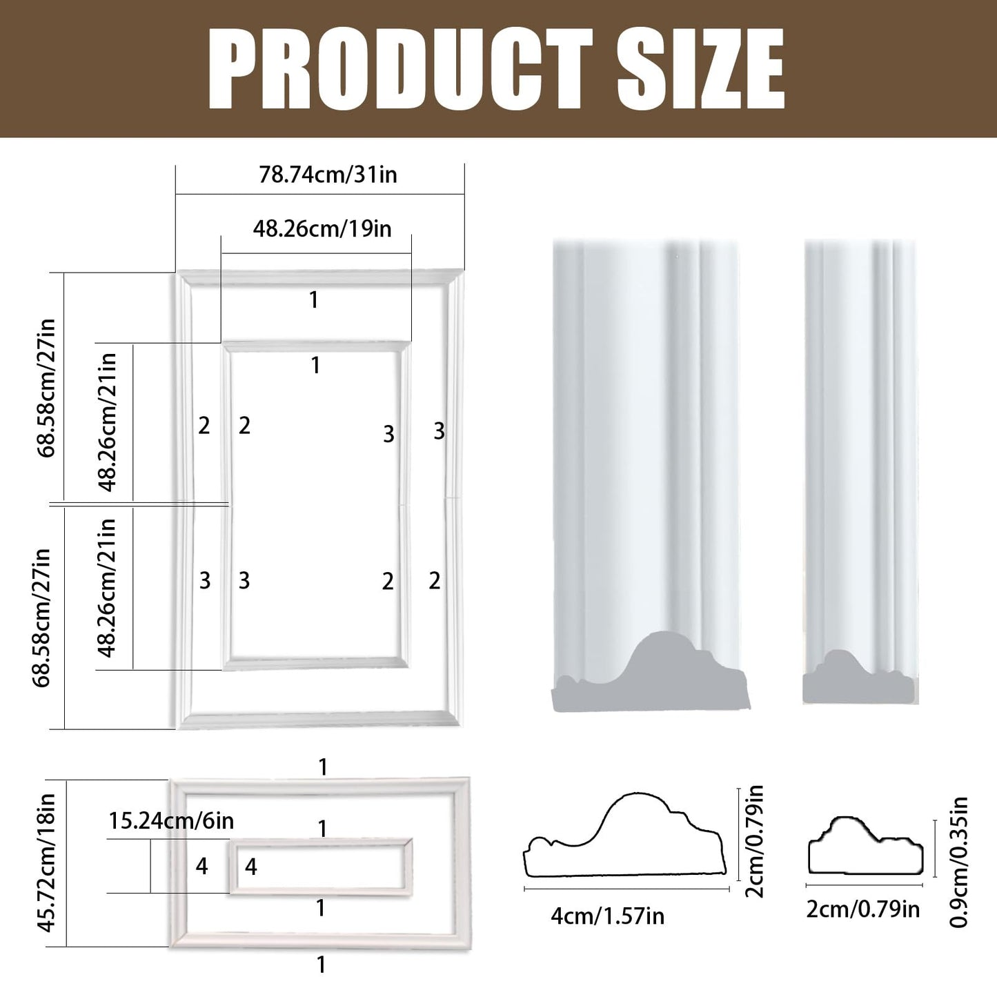 1 Set Peel and Stick Wall Molding Kit - Inner and Outer Layers Style Accent Wall Molding, Ready-to-Assemble Pre Made Wainscoting Wall Panel for Home Décor (Premium Textured Finish)