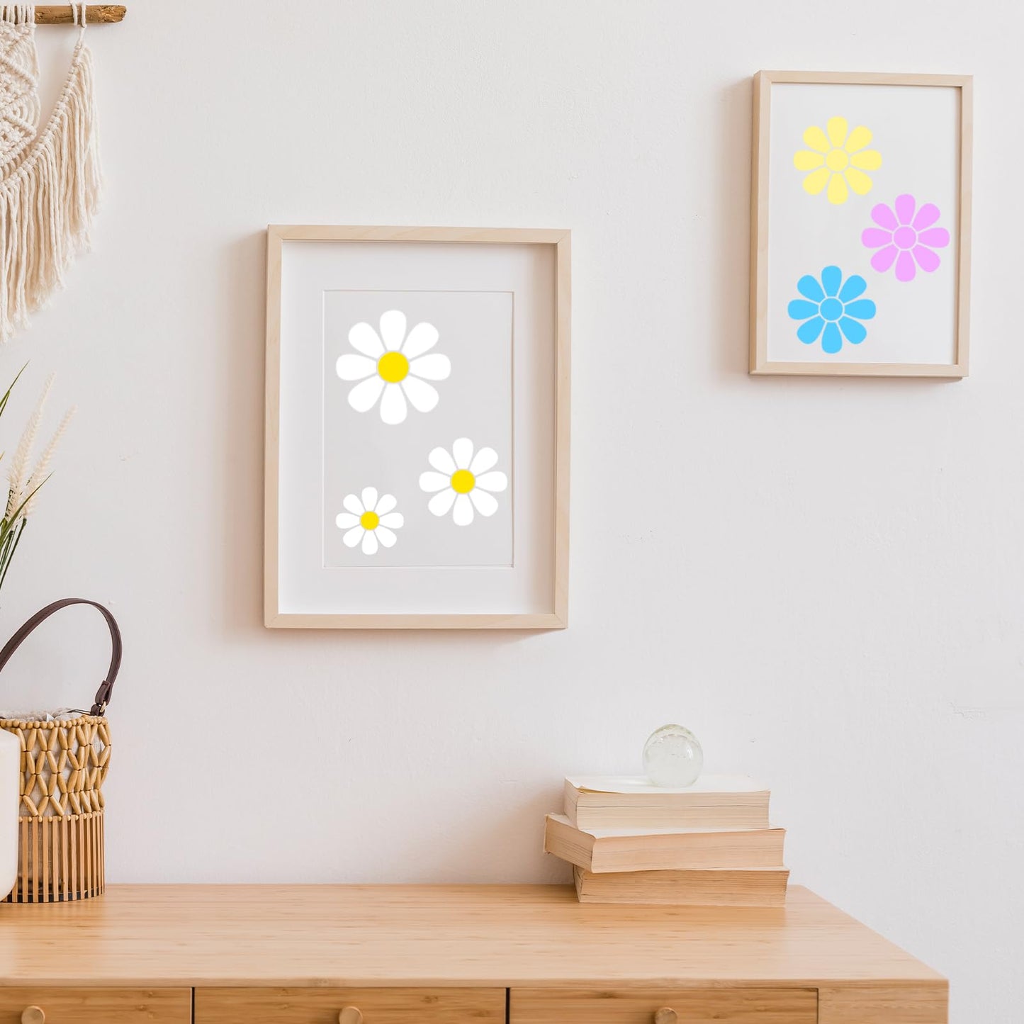 Large Flower Stencils for Painting on Walls, 6-12 Inch Daisy Stencil Reusable Floral Template for Wood Fence Canvas Fabric Crafts DIY Wall Art (6 Pack)