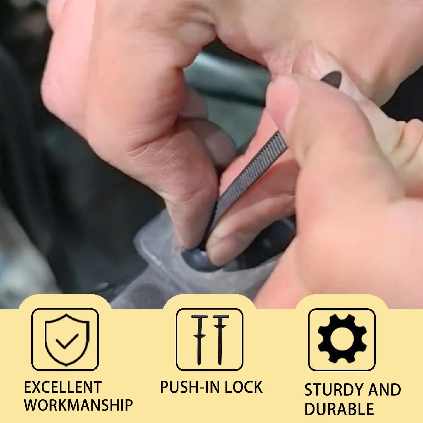 Nylon Universal Cable Tie Buckle, Locking Zip Ties Holder with Pin & Button Design, Suitable for Car Daily Auto Fixing (50PCS)