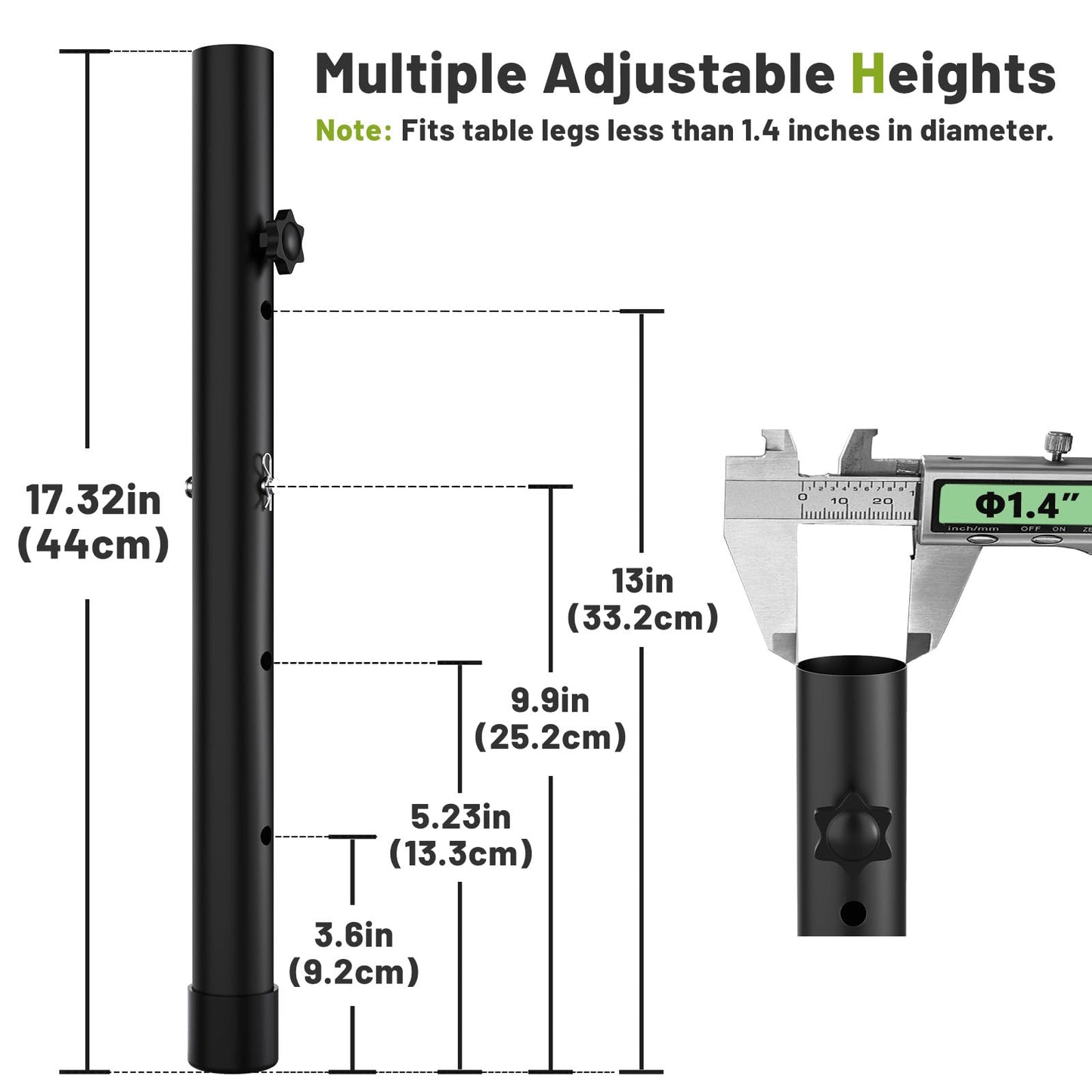YUEYIN Table Leg Extensions for Straight/Bent Folding Tables, Metal Extenders, Reduces Stooped Work, Improves Back Pain, 4 Levels/Heights Adjustable Risers (4 Pack)