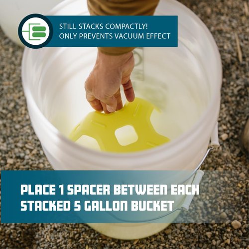 5-Gallon Bucket Spacer - Prevent Stuck Buckets & Vacuuming Effect - Bucket Insert for Storage & Organization - 3 Pack
